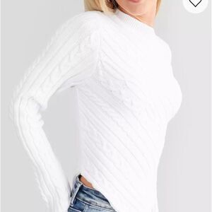 Chic Cable Knit Sweater - white